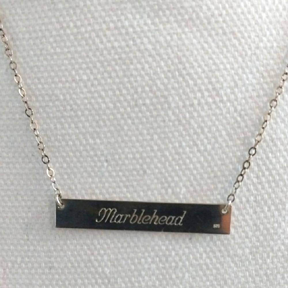 Silver Bar Marblehead 925 Necklace New